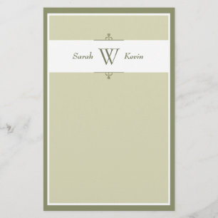 Sage Monogram-kontorsmaterial Brevpapper