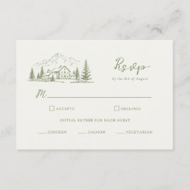 Sage Mountain Bröllop RSVP Inneslutande Kort