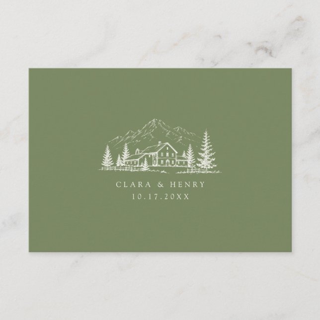 Sage Mountain Bröllops QR-kod RSVP-kort Tilläggskort (Framsida)