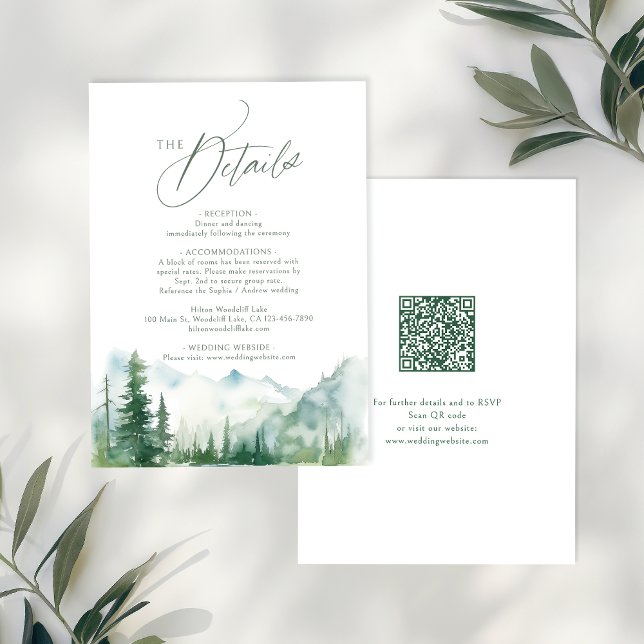 Sage Mountain Forest Rustic QR code Details Anteckningskort (Sage Mountain Forest Rustic QR code Details Note Card)