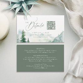 Sage Mountain Forest Rustic QR code Details Placeringskort