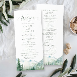 Sage Mountain Forest Rustic Wedding Programs Meny