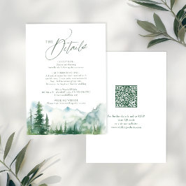 Sage Mountain Forest Rustik QR-kod Detaljer Anteckningskort