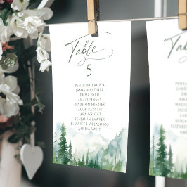 Sage Mountain table number seating chart Inbjudningar