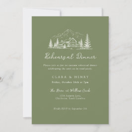 Sage Mountain Wedding Rehearsal Dinner Invitation Inbjudningar