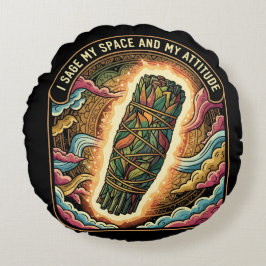 Sage My Space and My Attitude Smudging Cleansing A Rund Kudde
