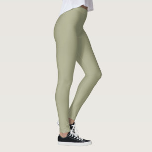 Sage Natural Grönt Solid Färg Leggings