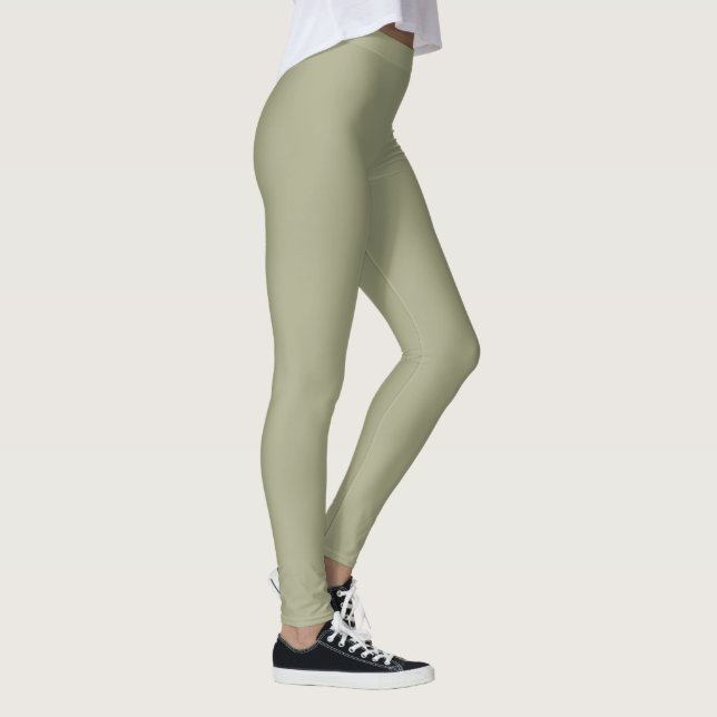 Sage Natural Grönt Solid Färg Leggings (Höger)