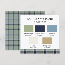 Sage & Navy Rutig Färgpalettkort Inbjudningar