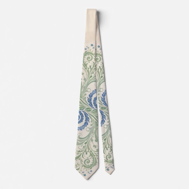 Sage och Blue Organic Leafy Paisley Swirls Slips (Framsida)