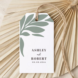 Sage och Blush Tropisk Abstrakt Blommig Bröllop Presentetikett