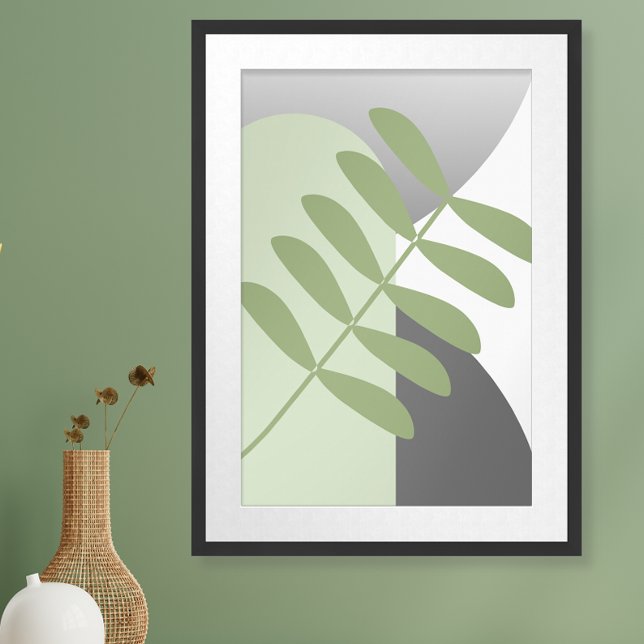 Sage och Grått, oinramat Poster (This minimalist boho poster features shades of sage green and gray and is ready to frame.)