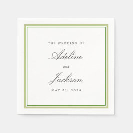 Sage och Grönt Gräns klassiskt Bröllop Pappersservett