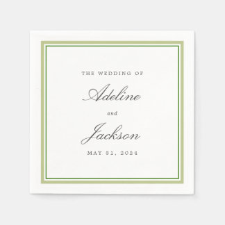 Sage och Grönt Gräns klassiskt Bröllop Pappersservett