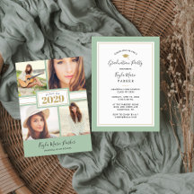 Sage och Guld | 4 Foto Studenten-inbjudan