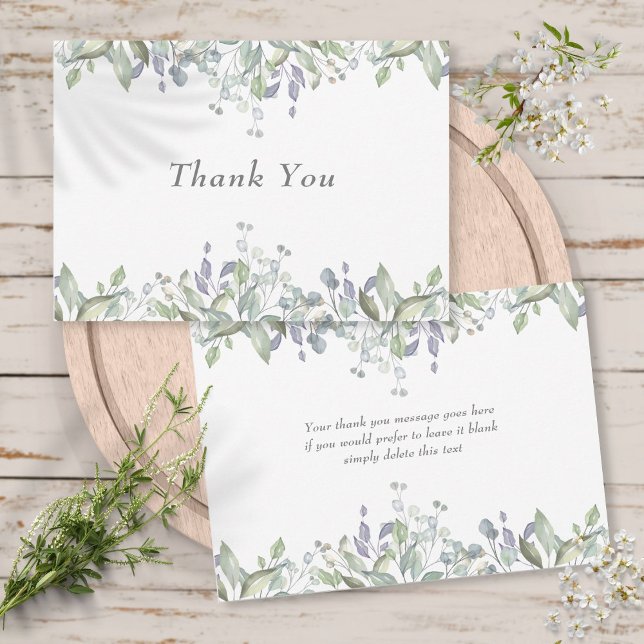 Sage och lila landlig grönska tack kort (Sage and Lilac Country Greenery Thank You Card)