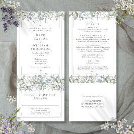 Sage och Lilac-Blommigt allt på en Bröllop Inbjudningar