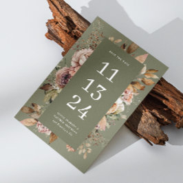 Sage Oliv grönt Bröllop | Elegant Blommigt Earthy Spara Datumet