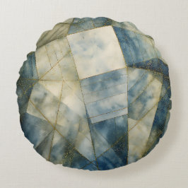 Sage Oliv grönt Guld Geometric Abstrakt Naturlig Rund Kudde