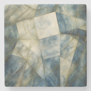 Sage Oliv grönt Guld Geometric Abstrakt Naturlig Stenunderlägg