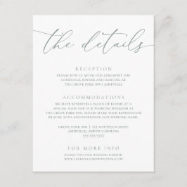 Sage Oliv grönt Modern Minimalist Bröllop Enclosu Tilläggskort