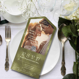 Sage Oliv grönt Shimmer Linjer Photo QR-kod