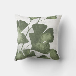 Sage Olive Green Botanical Ginkgo Biloba Leaves Kudde