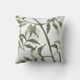 Sage Olive Green Botanical Stems and Leaves Kudde
