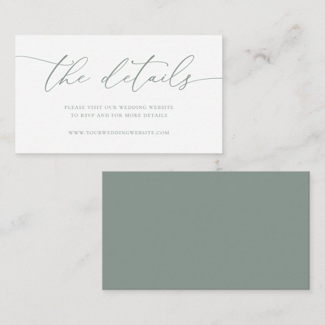 Sage Olive Green Modern Minimalist Wedding Tilläggskort (Fram/baksida)