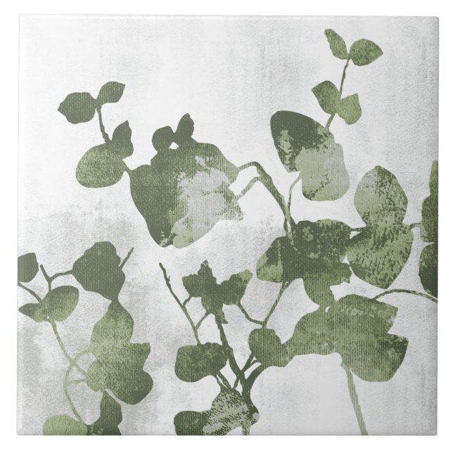 Sage Olive Green Painterly Botanical Art 01 Kakelplatta (Framsidan)
