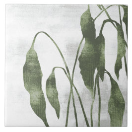 Sage Olive Green Painterly Botanical Art 03 Kakelplatta