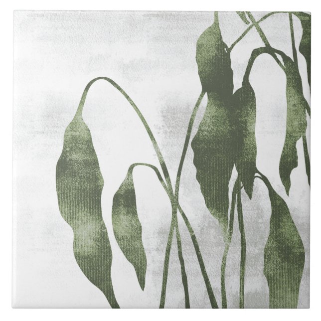 Sage Olive Green Painterly Botanical Art 03 Kakelplatta (Framsidan)