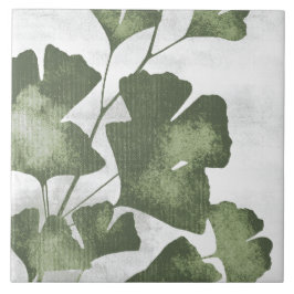 Sage Olive Green Painterly Botanical Art 04 Kakelplatta