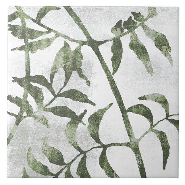 Sage Olive Green Painterly Botanical Art 08 Kakelplatta (Framsidan)