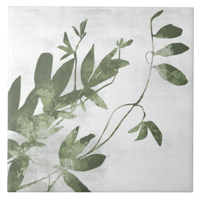 Sage Olive Green Painterly Botanical Art 09 Kakelplatta (Framsidan)