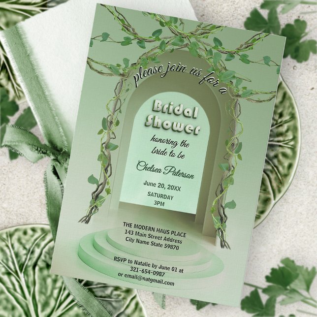 Sage Olive Greenery Rustic Boho Vine Bridal Shower Inbjudningar (Skapare uppladdad)