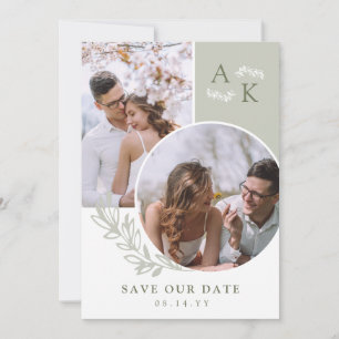 Sage & Olive Grönska Överlappande Foton Spara Datumet