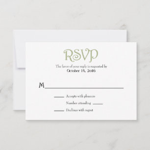 Sage Olive White Plain Simple Bröllop OSA Cards Kort