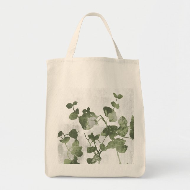 Sage Olivgrön Målerisk Botanisk Minimalistisk Tygkasse (Framsidan)