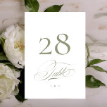 Sage on White Elegant Calligraphy Bröllop Bordsnummer<br><div class="desc">***Denna design ingår i en matchande samling** _______________________ Denna designmall är fullt redigerbar/anpassade av kunden - klicka på personalisera ytterligare knapp om du vill flytta, lägga till, ta bort eller göra betydande ändringar i designen _____________________________________ *om du vill ha den Har du frågor om DESIGN eller behöver fler utformningar eller...</div>