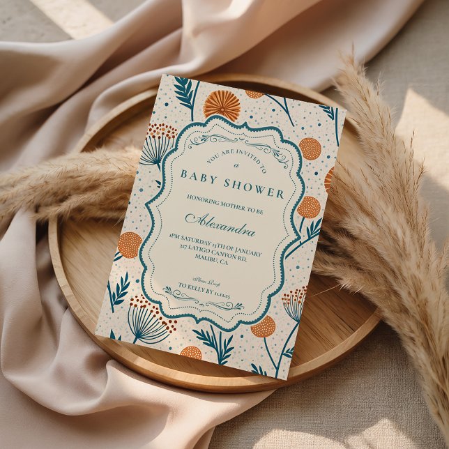 Sage Orange Botanisk Bebis Shower Inbjudningar (Skapare uppladdad)