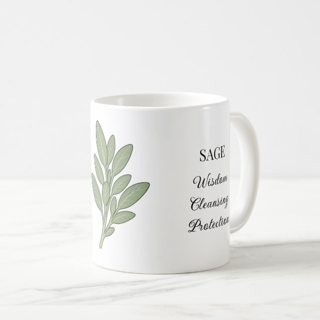 Sage Örtillustration och Användningar Kaffemugg (Framsida höger)