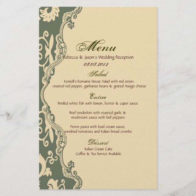 Sage paisley vintage westernt landsbyggsbröllop (Framsida)