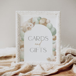 Sage Pampas Grass Arch Baby Shower-kort och gåvor Poster