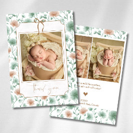 Sage Persika Vilda Blommor Guld Båge Baby Foto  Meddelande