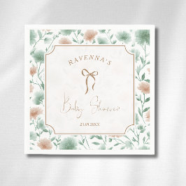 Sage Persika Vilda Blommor Guldslinga Barnkalas Pappersservett