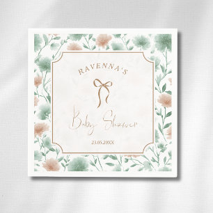 Sage Persika Vilda Blommor Guldslinga Barnkalas Pappersservett