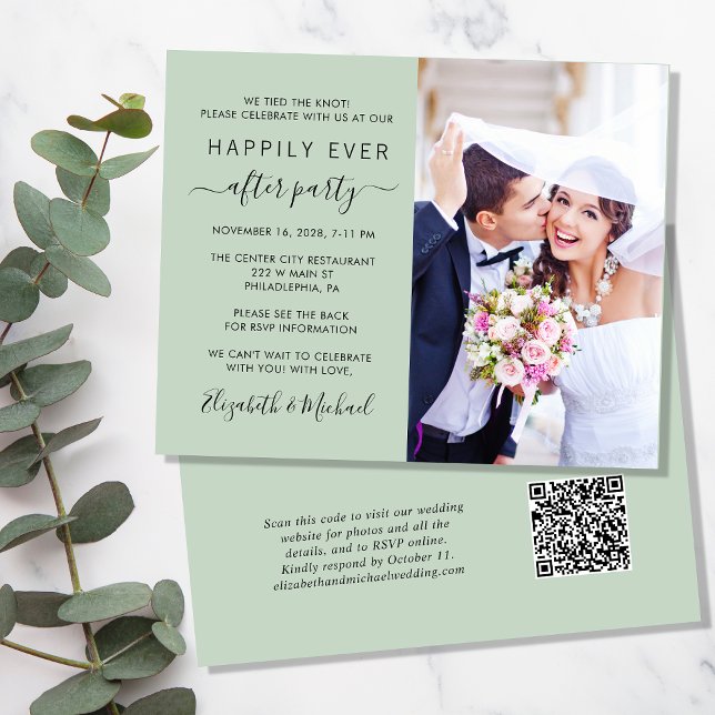 Sage Photo QR-kod Bröllopsmottagning Inbjudan (Skapare uppladdad)