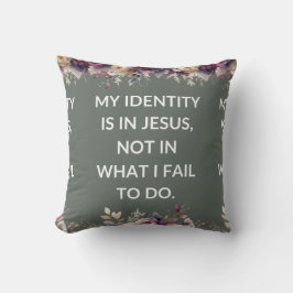 Sage pillow with a simple religious quote kudde