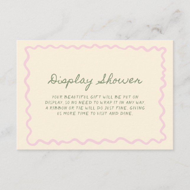 Sage Pink Whimsical Handwritten Display Shower Tilläggskort (Framsida)